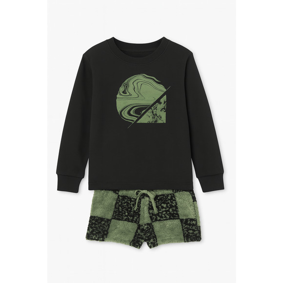 Art Class Pajama Set Youth Large 12/14 Black 2 Piece Fuzzy Shorts Long Sleeve - Picture 1 of 8